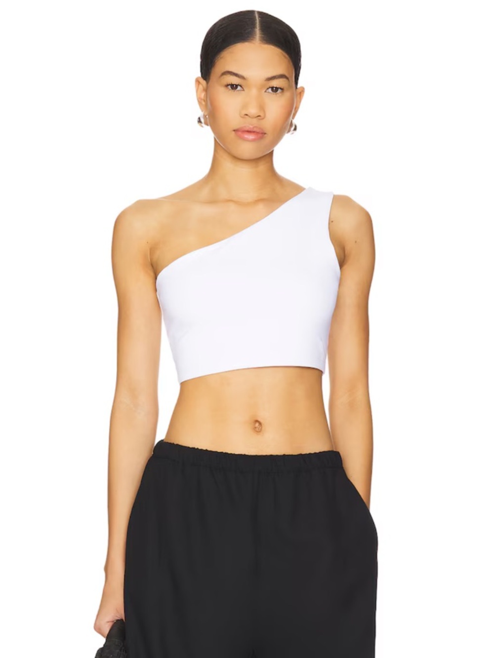Susana Monaco White One-Shoulder Crop Top